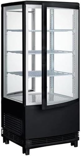 Winco CRD-1K, pantalla de bebidas refrigeradas para encimera de 17 pulgadas, negro, 120 V, 180 W, puertas curvadas