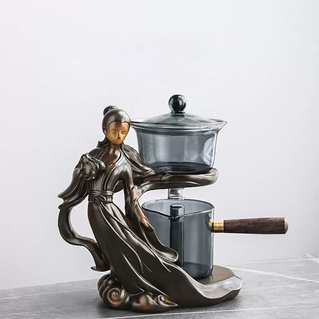 Lazy Tea Set Solid Wood Resin Glass Teapot Set Teapot with Semi Automatic Tea Set Chinese Gongfu Tea Set YoeEoay New Asian Tea Service Authentic Tea Ceremonies & Relaxation Semi-Automatic