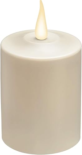 Xodus Innovations Weatherproof Flameless IndoorOutdoor 4-Inch Battery Powered Pillar Candle with Warm White Realistic Flame, FPC1584