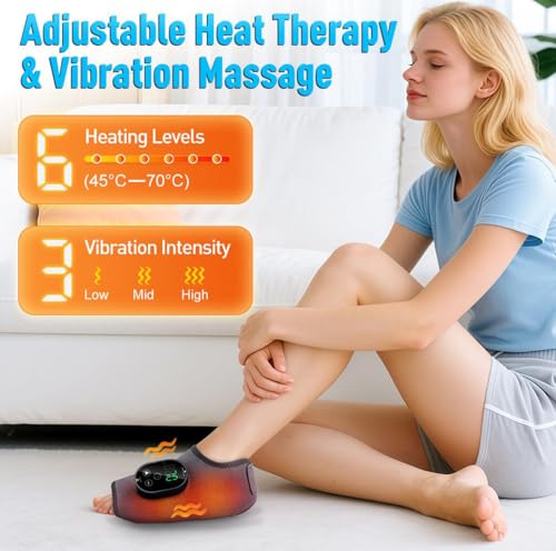 Masajeador de pies portátil inalámbrico con calefacción, 6 niveles de calor y 3 modos de vibración, batería de 3000 mAh, ideal para tobillo y equilibrio miniatura 3