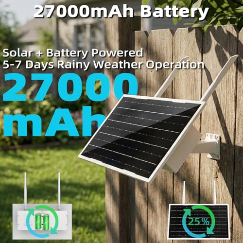 Image of Solar Powered Outdoor WiFi Extender, Coverage Up to 200 EET,Internet 2.4G WiFi Extender,Wireless Signal Booster WiFi Repeater 300Mbps,WiFi Amplifier,27000mAh Battery(35 * 25)