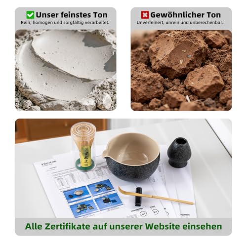 TEANAGOO Matcha Set | Matcha Tee Set | Matcha Schale |matcha zubehör set|Matcha Schüssel mit Ausgießer Bambus Matcha Besen-7 Stück MatchaTea Sets für Matcha-Liebhaber,N17, Anthrazitgrau