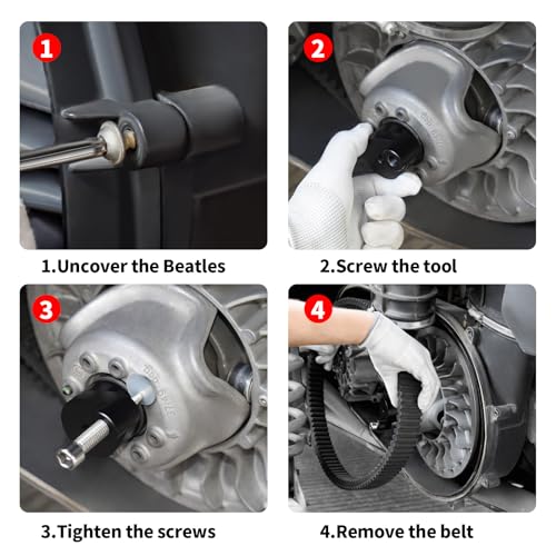 Image of CVT Belt Changing Tool Compatible with 2017-2022 Can Am Maverick X3 Trail Max, Clutch Spreader Tool Kit with T30 Torx Wrench& Spacer Replacement for OEM 708200720 & 529000088 (Black)