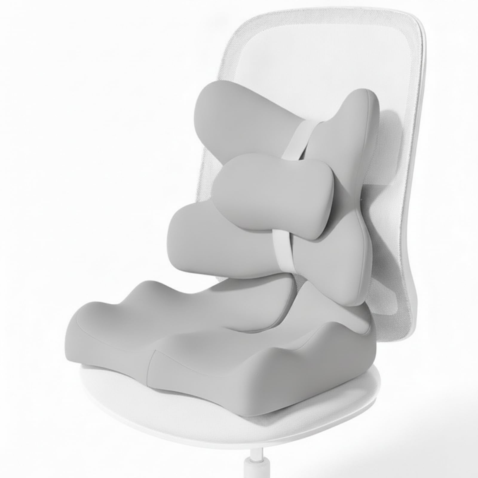 kowaku Cuscino in Memory Foam Confortevole | Benessere Duraturo, Cuscino per Sedile con Lombare, Auto, Impiegati, Grigio Scuro