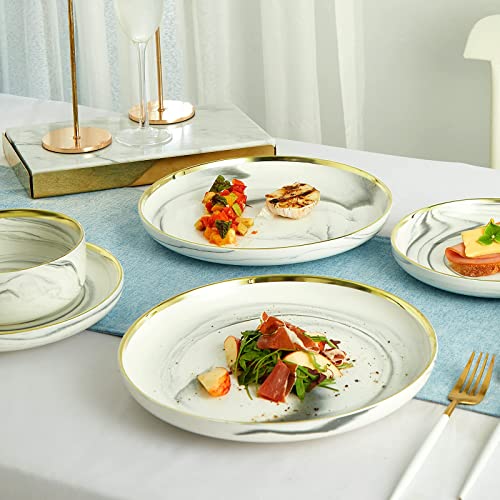 Pokini Dinnerware Sets, Marble Gold Line Plates And Bowls Sets Stoneware Dishes Set For 4 thumb #3