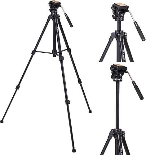 Miniatura 5 de Takama Trípode de cámara de vídeo con tapa de 3 secciones de 66" con cabezal de arrastre fluido