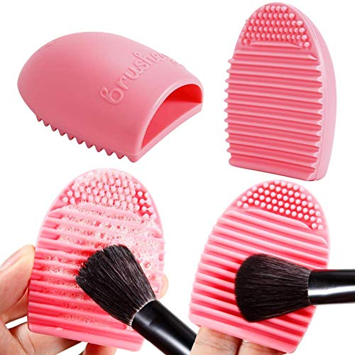 Image of Makeup Brushes Set Tool Pro Foundation Eyeliner Eyeshadow (Pink) 10 pcs with Sponge Puff and Cleaner