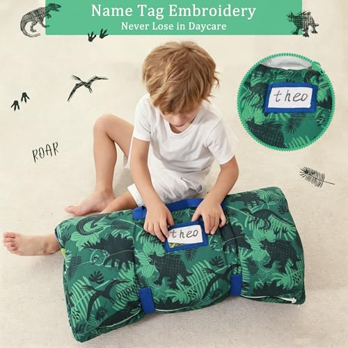 Image of Toddler Nap Mat for Preschool 50''x30'' Sleeping Mat with Removable Pillow and Minky Blanket for Kids Ages 3-7 Roll Up Soft Sleeping Bag for Boys Girls Kindergarten Daycare Sleepover