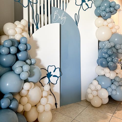 Image of Dusty Blue Balloons, 65Pcs Light Blue Balloons 12Inch Baby Blue and White Balloons for Baby Shower Gender Reveal Birthday Wedding Thick & Durable