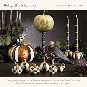 MACKENZIE-CHILDS “Beware” Resin Pumpkin Decor Set, Decorative Halloween Decor for Home Decoration, Set of 6 MACKENZIE CHILDS Beware Resin Pumpkin Decor Set Decorative Halloween Decor for Home Decoration Set of 6