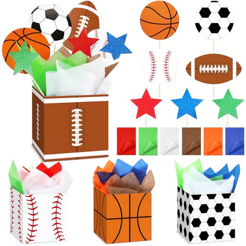Décorations de fête sport TaoBary : lot de 8 boîtes de table football et basket