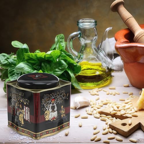 DECOMELODY Vintage Tea Canisters Metal Airtight Tin Storage Boxes with Lids in Irregular Shape for Loose Tea, Coffee, and Snacks - Decorative Retro Packaging for Kitchen and Office - Image 9