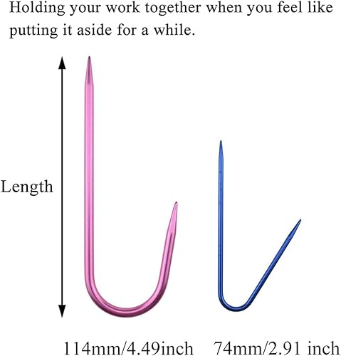 Miniatura 4 de Hahiyo Juego de soportes para puntadas, de aluminio resistente, color mixto, pasador de seguridad, para tejer, ganchos, 12 piezas para suéteres,