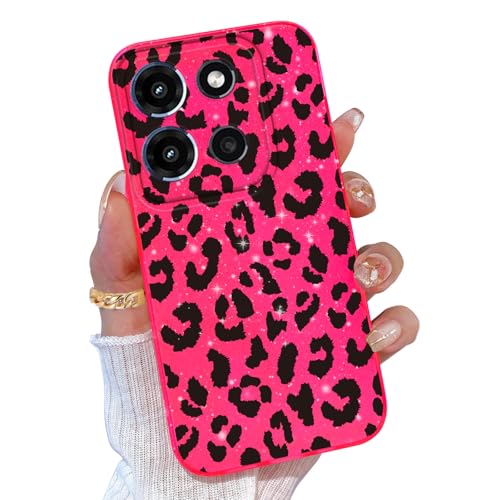 Coque pour Motorola Moto G 5G 2025 étui souple imprimé guépard rose paillettes filles