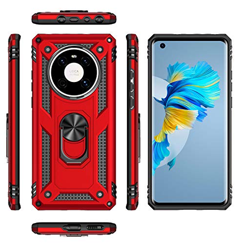 Fetrim Case for Huawei Mate 40, Shockproof Protective Phone Case with Rotation Ring Kickstand for Huawei Mate 40 Red - Image 4