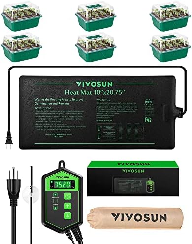 vivosun heat mat and digital thermostat combo – What You Need to Know 8 VIVOSUN 10"x20.75" Seedling Heat Mat and Digital Thermostat Combo, 6-Pack Seed Starter Trays, 72-Cell Seed Starter Kit with Humidity Dome, Flat Reusable Plant Germination Trays