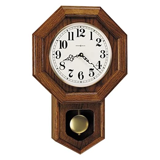 Howard Miller Katherine Wall Clock 620-112 – Oak Yorkshire, Brass Pendulum with Quartz Dual-Chime Movement