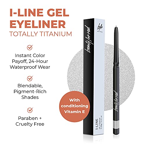 Beauty For Real I-Line 24-7 Eyeliner, Totally Titanium - Striking Silver Metallic - Long-Wearing, Waterproof Gel Formula - Safe For Sensitive Eyes & Contact Lens Wearers - 0.01 Oz #TOP1
