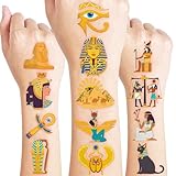 96 PCS Happy Ancient Egypt Pre-Cut Temporary Tattoos for Kids | Super Cute Egyptian Themed Birthday Party Favors, Supplies, Decorations, Fake Tattoo Stickers, School Rewards & Gifts Boys Girls