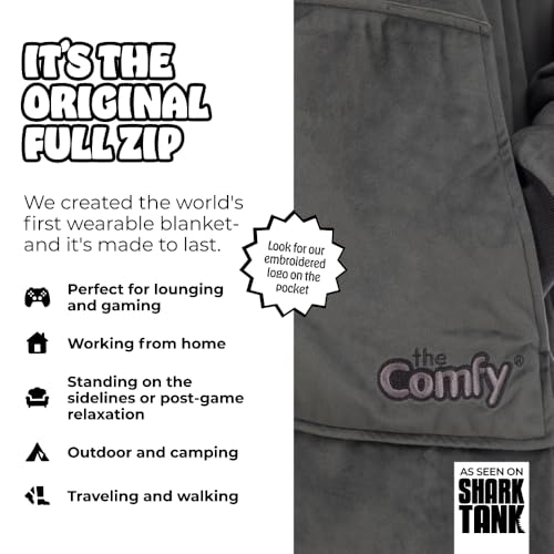 THE COMFY Original Full Zip | Sherpa Lined Microfiber Fleece Wearable Blanket, Seen on Shark Tank, One Size Fits All, Warm & Cozy Gifts
