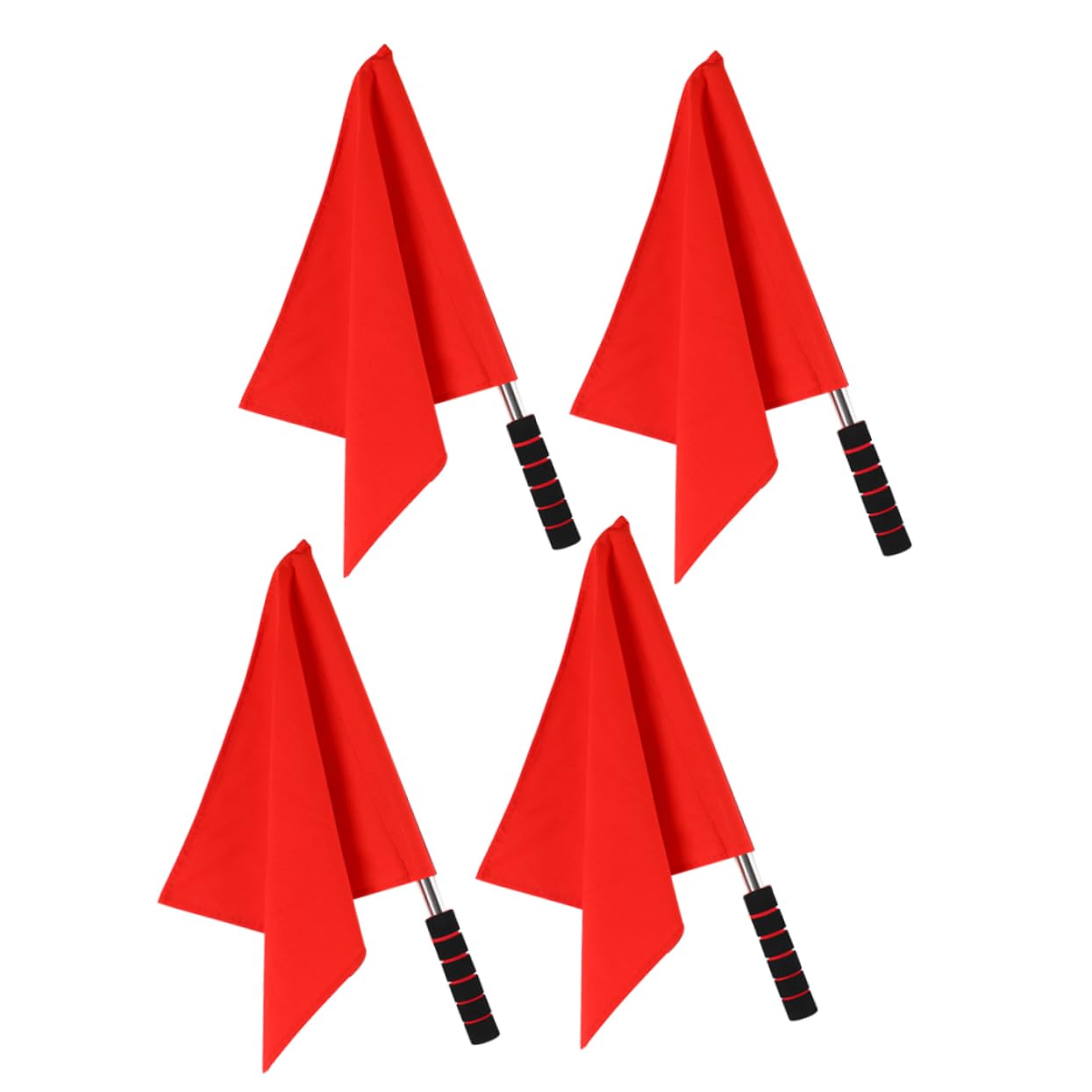 SUPVOX 4pcs Sports Referee Flags Emergency Signal Flags for Football Stainless Steel Poles Waving for Racing