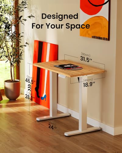 Image of ErGear Height Adjustable Electric Standing Desk, 32 x 19 Inches Sit Stand up Desk, Memory Computer Home Office Desk, Light Vintage Brown