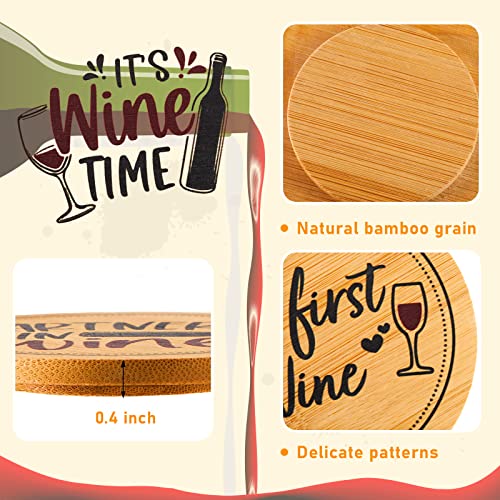 Tessco 8 Pcs Wine Glass Covers Funny Wood Drinking Glass Covers To Keep Bugs Out Bamboo Water Glass Toppers Keeps Debris Out For Party Wine Accessories Housewarming Gifts #TOP3