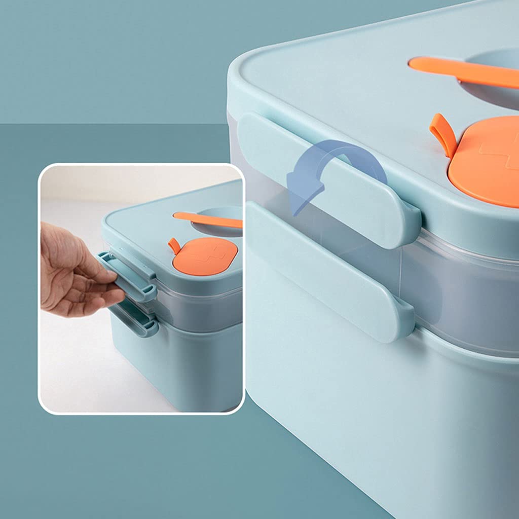 Botiquin Caja médica Caja de primeros auxilios con caja de contenedor de caja de píldoras Portátil Caja de almacenamiento de plástico Portátil Kit de primeros auxilios Caja de medicina 11.22 pulgadas