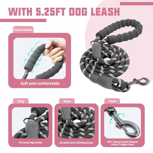 AUROTH Dog Harness and Leash Set, Soft Padded Service Dog Vest with 5.25FT Dog Leash, No Choke, Easy On Pet Vest, Adjustable Reflective No Pull Dog Harness for Large Dogs, Easy Walking and Training