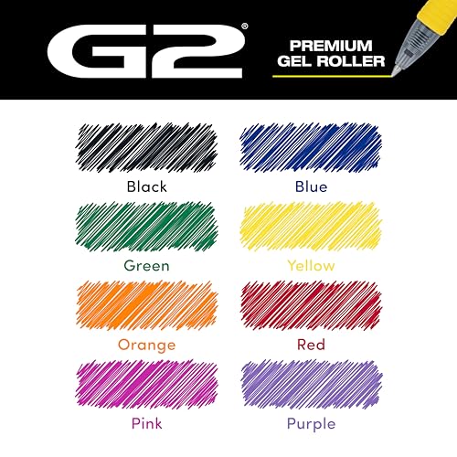 Image of Pilot G2 Premium Gel Roller Pens, Rainbow Gel Pens, G2 Rainbow Colors Pack, 8 Pack Pouch, Fine Point 0.7 mm, Assorted