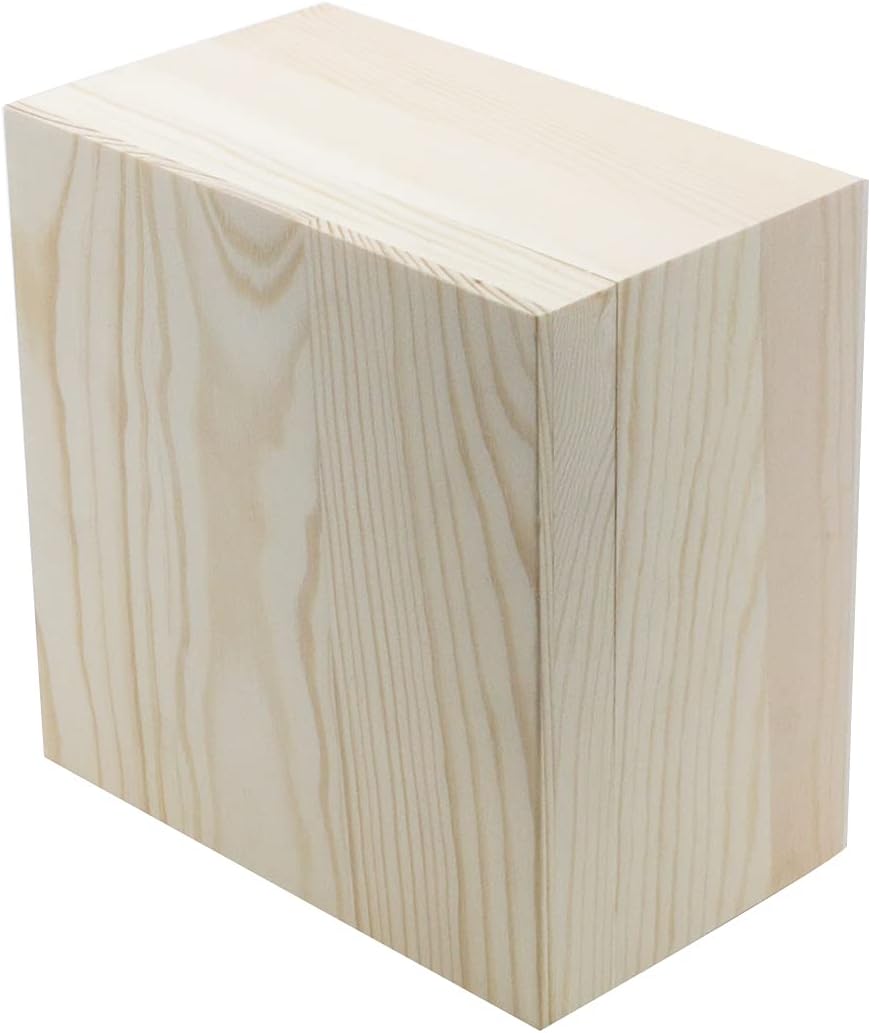 MY MIRONEY 2Pcs Wooden Unfinished Storage Box with Top Lid 5.91" x 5.91" Square Wooden Pine Box DIY Craft Stash Boxes for Arts Hobbies and Home Storage