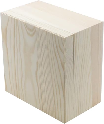 Miniatura 3 de MY MIRONEY 2 cajas de almacenamiento de madera sin terminar con tapa superior de 5.91 x 5.91 pulgadas, caja cuadrada de madera de pino para