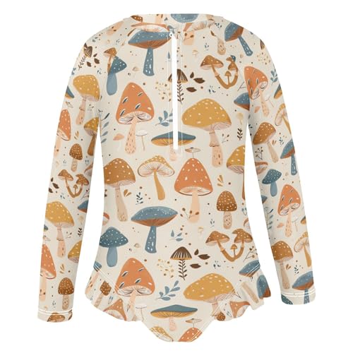 Cute Mushroom Girls Long Sleeve Swimsuit UPF 50+ Rashguard Swimwear One Piece Bathing Suit for 3-12 212200434