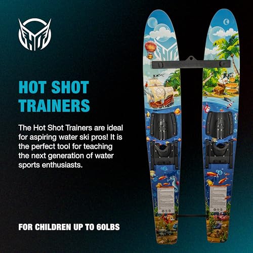 HO Sports Hot Shot Kids Water Ski Trainers with Bar & Rope - Ultimate Training Water Skis System, 48”, Youth and Kids up to 70 lbs