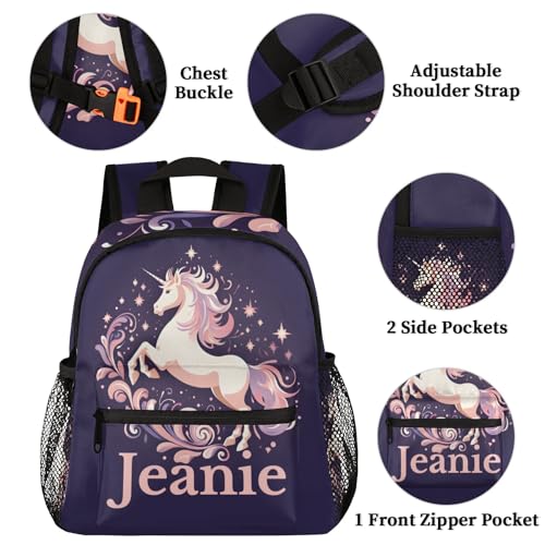Custom Name Unicorn Backpack for Kids Girls Toddler, Personalized Children Kindergarten Preschool Bookbag, Travel Daypack Nursery Daycare,Blossom step by step2
