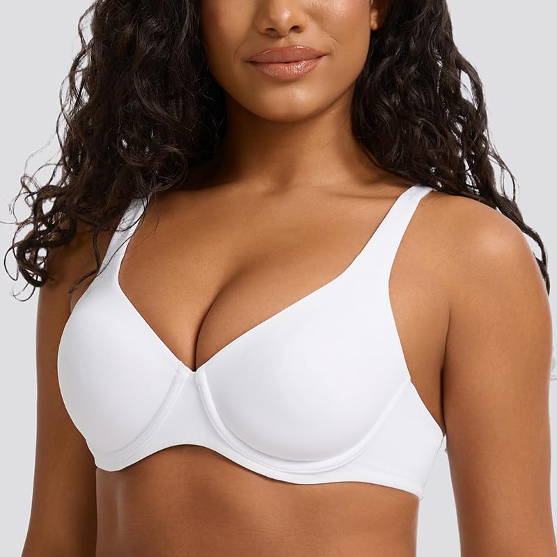 MELENECA Biustonosz Minimizer z Dekoltem w Serek (V-neck) — z Fisbiną, Plus Size, Plunge, Bez Wypełnienia, Bezszwowy (T-shirt)