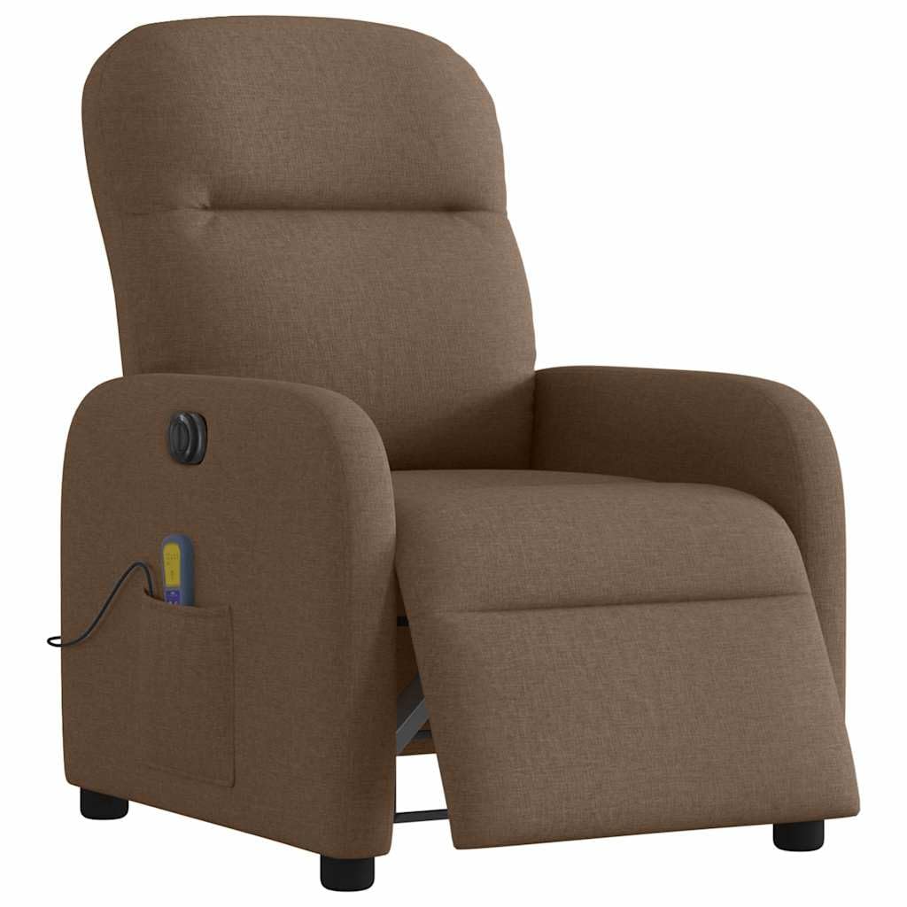 Poltrona reclinabile per massaggio elettrico Marrone Tessuto Poltrona Relax Sedile Sedia per Relax, Soggiorno, Casa, Ufficio, Camera da Letto -W