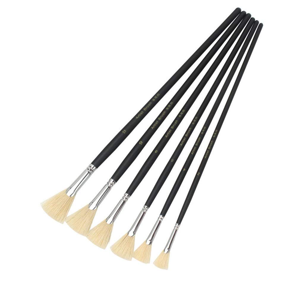 Pinceaux en nylon faits main | Kit de 6 pièces durables pour l'acrylique et l'aquarelle