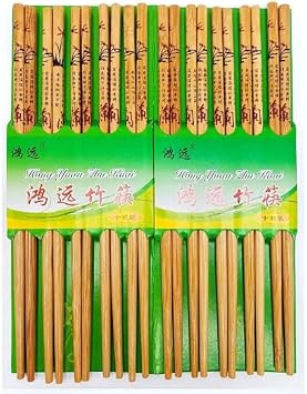 Coverzone Bambu Organik Chopstick Yemek Çubuğu Haşi 10 Çift Uzak Doğu Japon Tip