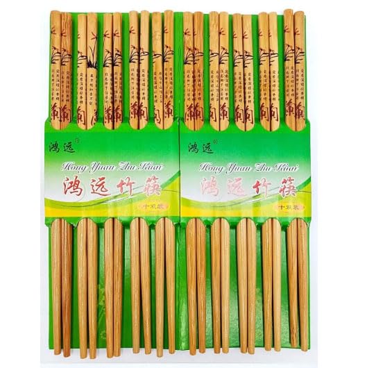 Coverzone Bambu Organik Chopstick Yemek Çubuğu Haşi 10 Çift Uzak Doğu Japon Tip