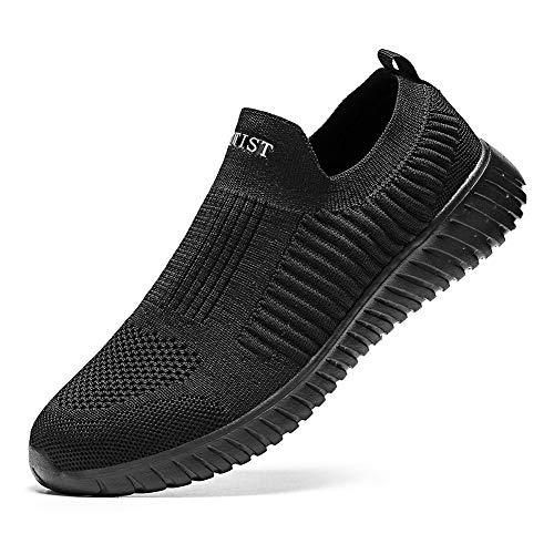 [VITIST] ナースシューズ メンズ スリッポン レディース スニーカー ウォーキングシューズ ニットシューズ 看護師 高齢者 黒 グレー 黒 軽量 通気性 歩きやすい 男女兼用 黒 グレー 28cm