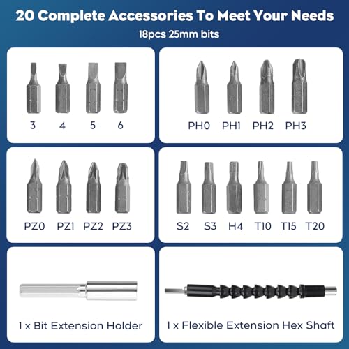 Pckobever Electric Screwdrivers Cordless,21 in 1 Electric Cordless Screwdriver Set,3.6V Rechargeable Cordless Screwdriver Set,Adjustable Torque Cordless Screwdriver for Home DIY Light Industrial Use - Image 2