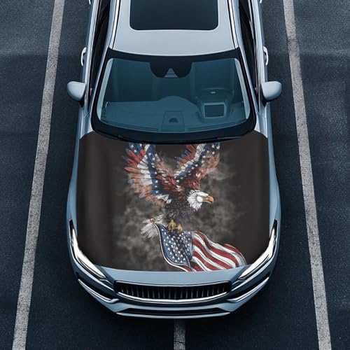 Image of Renewold Eagle American Flag Cool, Car Hood Cover Protector, Vehicle Hood Wrap Blanket, Hood Covers for Cars, Women Men Automotive Exterior Accessories, Elastic for Outdoor Indoor