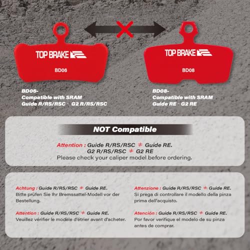 Image of TOP BRAKE Disc Bike Brake Pads Compatible with SRAM Code R RE RSC, DB8, Motive, AVID | MTB eMTB Downhill Trail All Mountain Enduro Cycling | 2026 iF Design Award