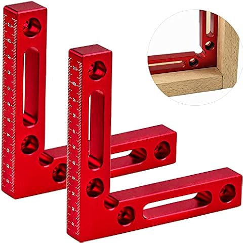 2 Pcs Positioning Squares, 4.7 x 4.7 inch Aluminium Alloy Corner Clamping Square 90° L-Type Corner Clamp for Boxes Picture Frames Cabinets Drawers Carpenter Tool Cover