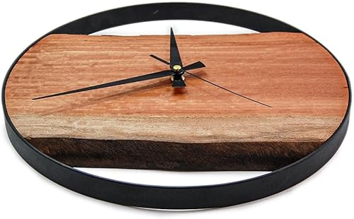 Miniatura 2 de Frenask - Reloj de pared de madera de eucalipto – 14 pulgadas hecho a mano, silencioso, sin tictac, placa de madera maciza de 1.2 pulgadas de grosor
