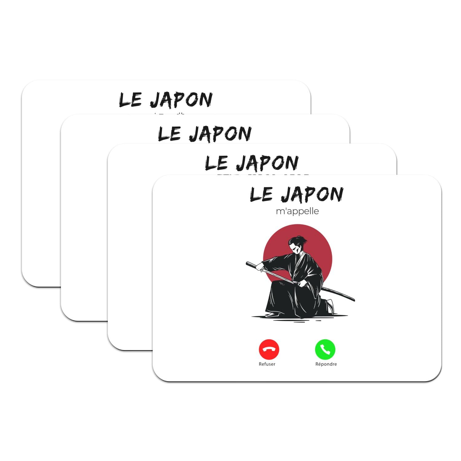 Sets de table caoutchouc blanc japon samouraï grand format sous-plat lavable pour protège-table