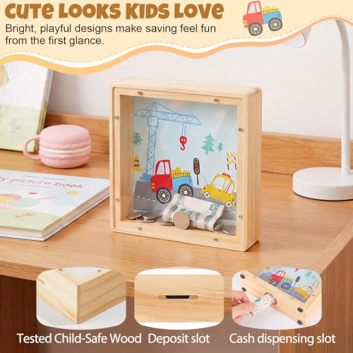 Image of MHJY Wooden Piggy Bank for Kids Personalizable DIY Coin Bank for Girls Boys