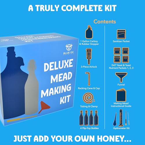 image for Blue Ox Brewing DELUXE Mead Making Kit with Storage Bottles, Hydromete