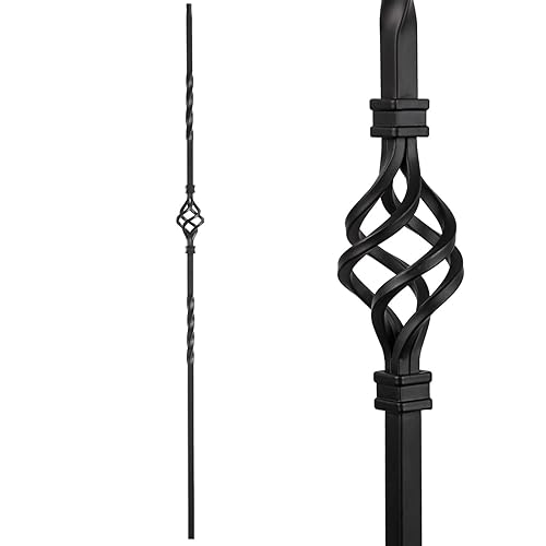 Miniatura 14 de S08 Balaustres de hierro forjado Juego de 10 balaustres decorativos de metal para cubiertas, barandilla de escalera en espiral de 1/2 pulgada hueca